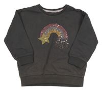 Tmavosivá mikina s duhou z flitrů George