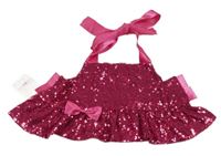 Nové - Fuchsiový flitrovaný top s mašlou