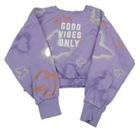 Fialová crop vzorovaná mikina s motýlikmi Page one young