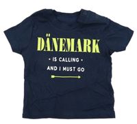 Tmavomodré tričko s nápisom Primark