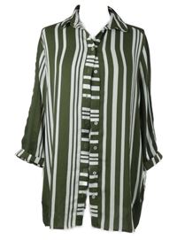 Dámská olivovo-bílá pruhovaná halenka Primark