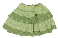 Světlezeleno-zelená vrstvená sukňa s kvietkami