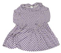 Fialovo-biele kvetované šaty s golierikom H&M