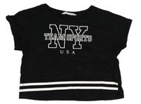 Čierne crop tričko s nápisom H&M