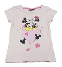 Světlerůžové tričko s Mickeym a Minnie Disney