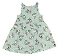 Mentolové bavlnené šaty s jednorožcami H&M