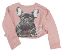 Svetloružová crop mikina so psem H&M