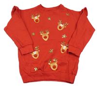 Červená dlhá mikina so sobmi F&F