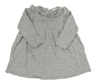 Šedé melírované svetrové šaty s perforovaným vzorem a volánky Next