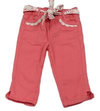 Lososové plátenné capri nohavice s opaskom Kiki&Koko