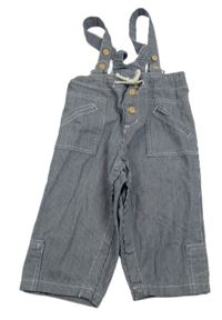 Tmavomodro-biele pruhované rifle s trakami Topolino