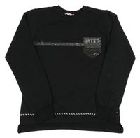 Čierna ľahká mikina s kamienkami a nápisom