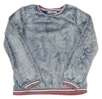 Tmavomodrá melírovaná chlupatá podšitá mikina