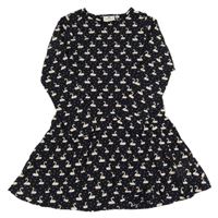 Tmavomodré bavlněné šaty s labutěmi Tom Tailor