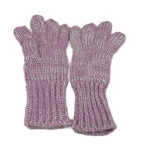 Lila-stříbrné melírované pletené prstové rukavice 