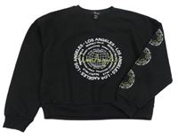 Černá crop mikina s potiskem New Look