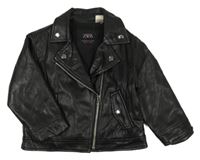 Černá koženková zateplená bunda Zara