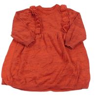 Červené melírované pletené šaty s 3D bodky a volánikmi Matalan