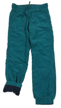 Zelené manšestrové podšité cuff kalhoty H&M