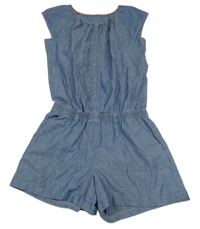 Modrý lehký riflový kraťasový overal s výšivkou Obaibi