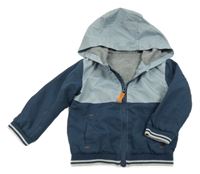 Sivo-tmavomodrá šušťáková jarná bunda s kapucňou Nutmeg