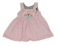 Svetloružové bodkovaná é šaty s medvedíkom