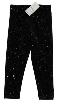 Nové - Černé sametové třpytivé legíny Nutmeg