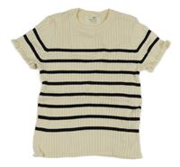 Smetanovo-čierne pruhované pletené tričko H&M