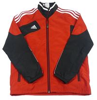 Červeno-čierna šušťáková jarná bunda Adidas