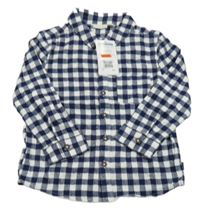 Nové - Tmavomodro-biela kockovaná flanelová košeľa zn. Jojo Maman Bébé