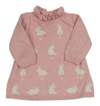 Svetloružové svetrové šaty so zajačikmi Nutmeg