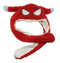 Červeno-bílá kožešinová podšitá ušanka - Spider-man