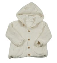 Smetanový propínací podšitý svetr s kapucí George 