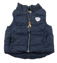 Tmavomodrá šušťáková prešívaná zateplená vesta H&M