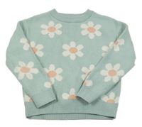 Světlemodrý kytičkovaný svetr C&A