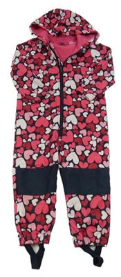 Tmavomodrá softshellová kombinéza se srdíčky a kapucí Lupilu