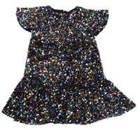 Černé sametové flitrové šaty Dunnes