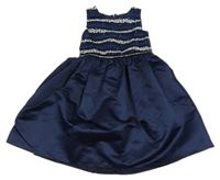 Tmavomodré balonové šaty s výšivkou Sugar Plum