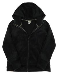 Černá plyšová propínací mikina s kapucí Bench