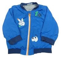 Modrá šušťáková jarná bunda s potlačou Ergee