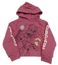 Purpurová crop mikina s pejsky a kapucí - Tlapková patrola Nickelodeon