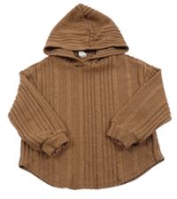 Béžový rebrovaný sveter s kapucňou Shein