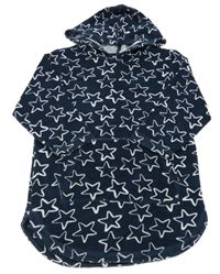 Tmavomomodrý froté župan s hviezdičkami a kapucňou Tu