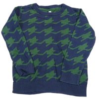 Tmavomodro-zelený vzorovaný sveter M&S