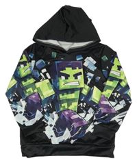 Černá mikina Minecraft s kapucňou