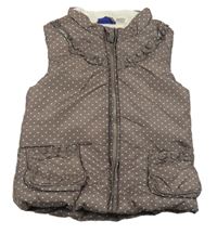 Hnedá bodkovaná šušťáková zateplená vesta Lupilu