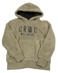 Béžová chlupatá mikina s nápisem a kapucí Dopodopo