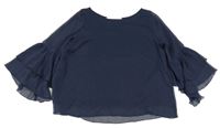 Tmavomodrá šifónová crop blúzka H&M