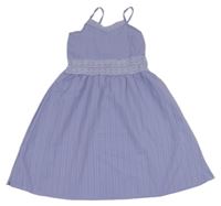 Levandulové pruhované šaty s čipkou Shein