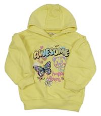 Žlutá mikina s nápisem a kapucí Infinity